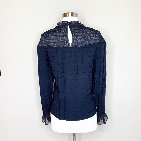 NEW Ramy Brook XS Black Josephine Top Extra Small Sheer Smocked Blouse Boho - Picture 5 of 16